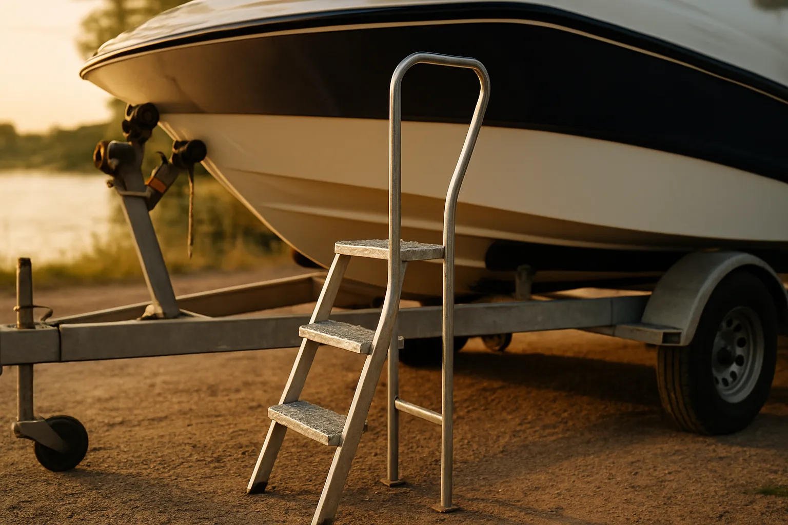 best boat trailer steps with handrail